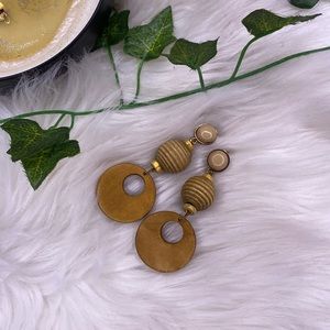 Wooden circle drop earrings
